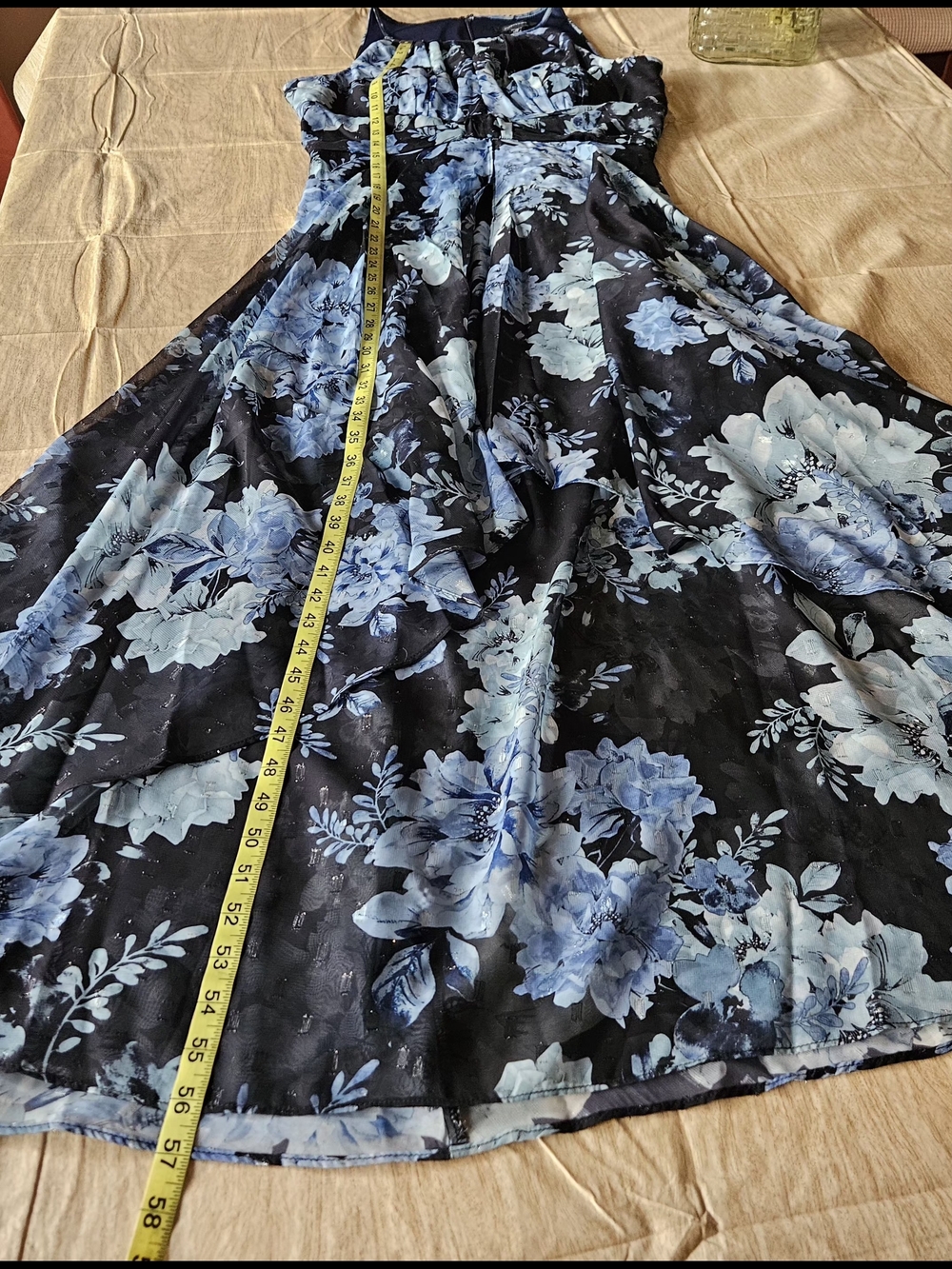 NWOT R&M Richards Floral Maxi Dress Size 16 Blue Metallic Halter Neck - Picture 16 of 16